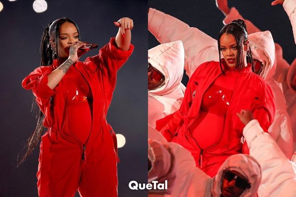 [VIDEO] Un bailarín de Rihanna casi cae desde las alturas en el Super Bowl y nadie lo notó
